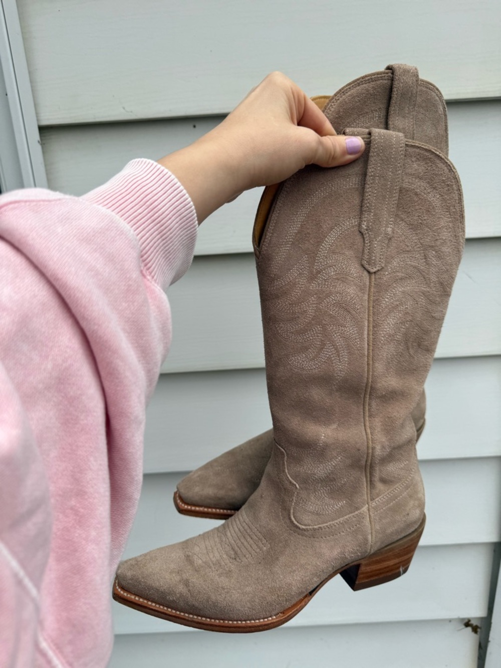Tecovas Fawn The Annie Suede Cowgirl Boots - Picture 4 of 6